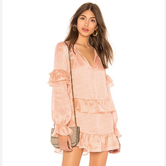 Tularosa Darla Dress Pink Polka Dot Long Sleeve Mini Size Small - Picture 2 of 5